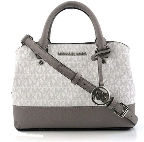 gray and white michael kors bag